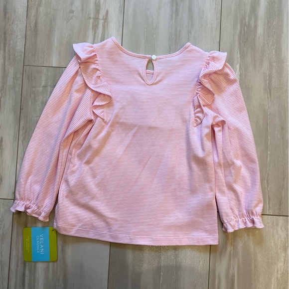 NWT Velani Long Sleeve Pink & White Striped Smocked Long Sleeve T-Shirt, size 6X - Picture 3 of 7